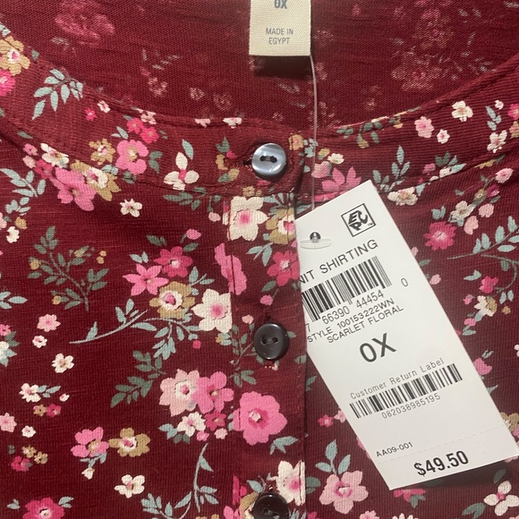 Burgundy Style & Co. Floral Top Size OX - Picture 2 of 9